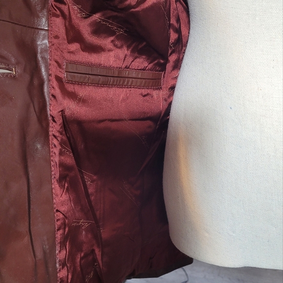 Etienne Aigner Ox Blood Genuine Leather Vintage Jacket Blazer - Picture 5 of 8